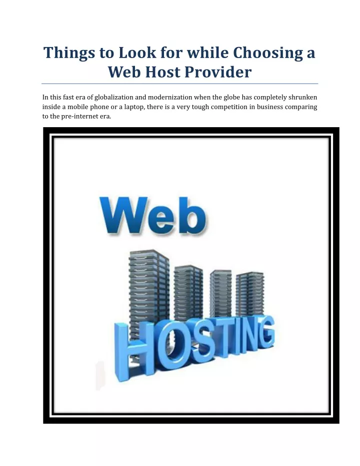 things to look for while choosing a web host