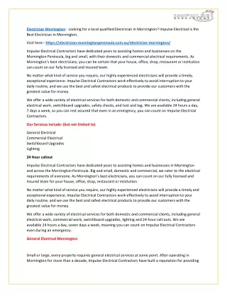 electrician mornington looking for a local