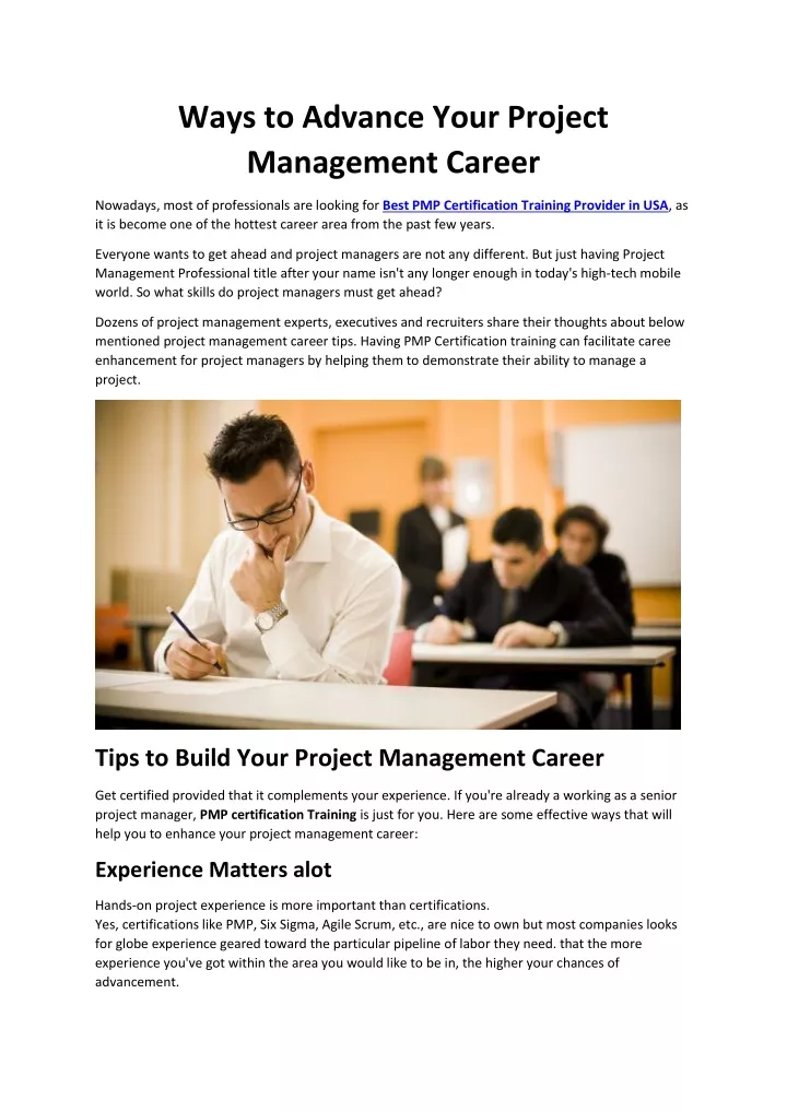 ways to advance your project management career
