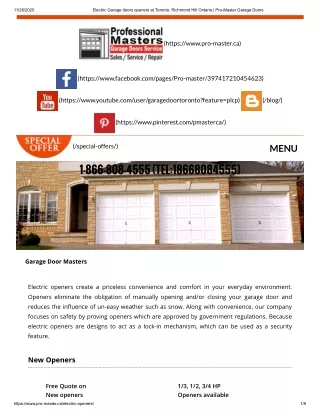 Garage Door & Opener Installation at The Pro-Master Garage Door service