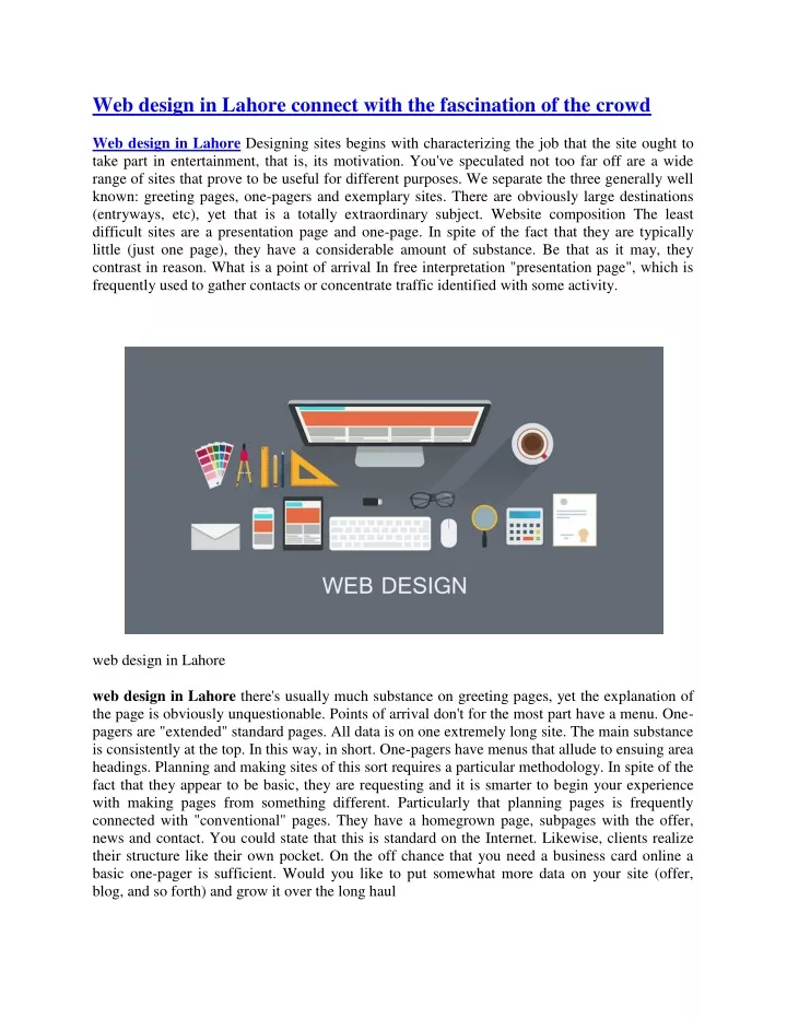 web design in lahore connect with the fascination