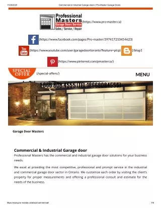 Commercial and Industrial Garage Doors Openers | Pro-Master Garage Door Service