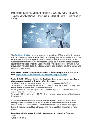 probiotic strains market report 2020