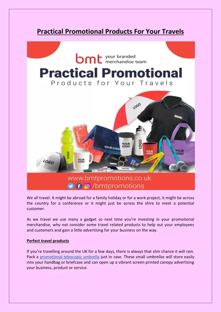 practical promotional products for your travels