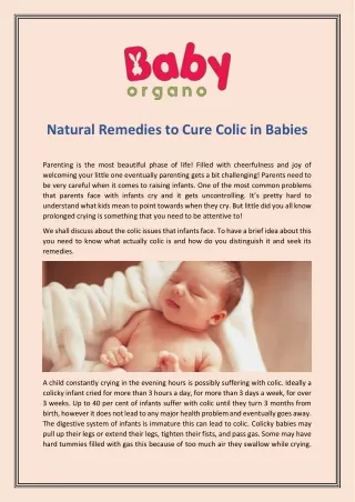 Natural remedies to cure colic in babies