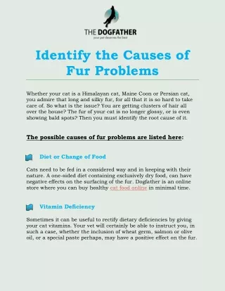 Identify The Causes Of Fur Problems