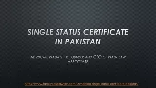 Single Status Certificate in Pakistan by Expert Advice