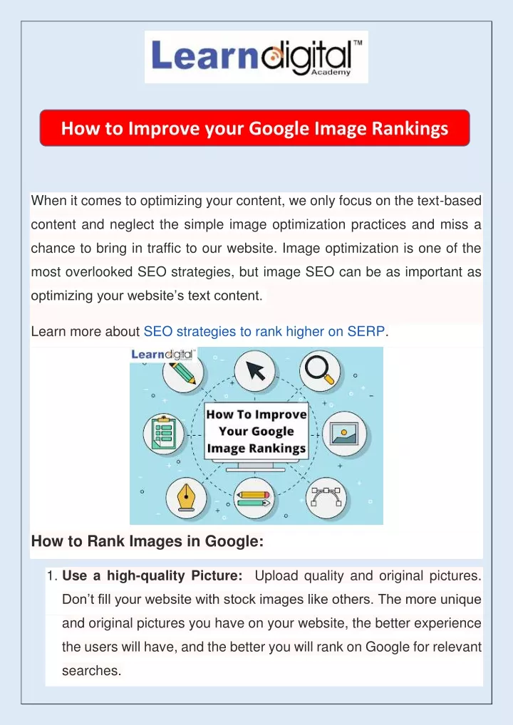 how to improve your google image rankings