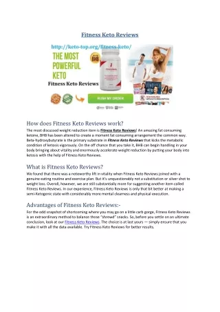 Fitness Keto Reviews