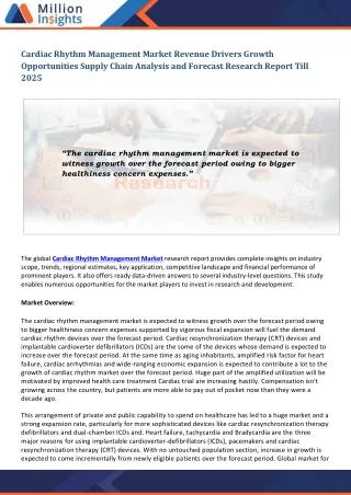 cardiac rhythm management market revenue drivers