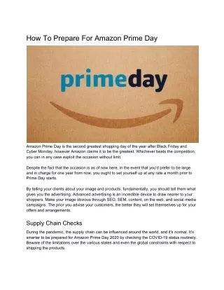 how to prepare for amazon prime day