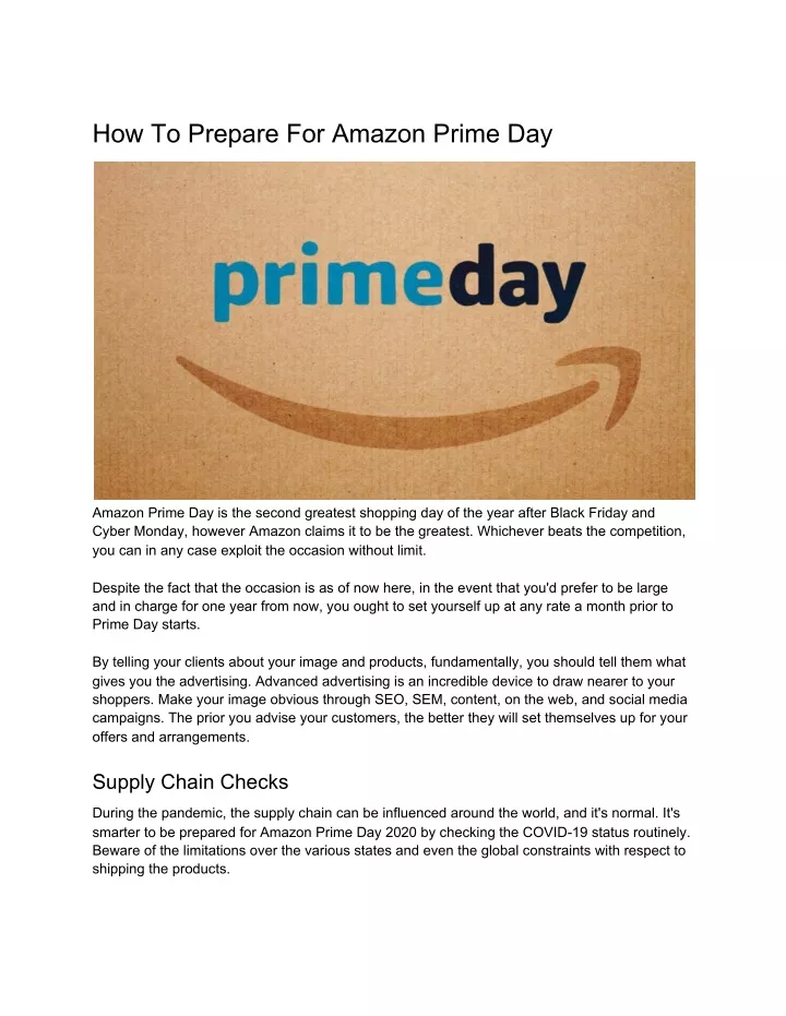 how to prepare for amazon prime day