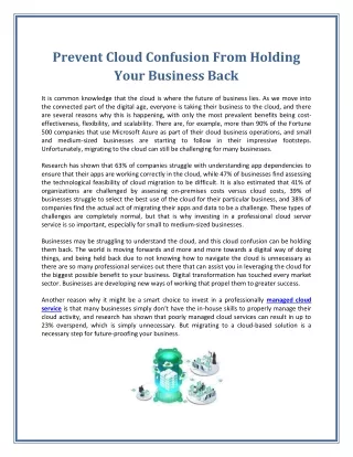 Prevent Cloud Confusion From Holding Your Business Back