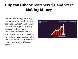 Buy YouTube Subscribers $1 and Start Making Money