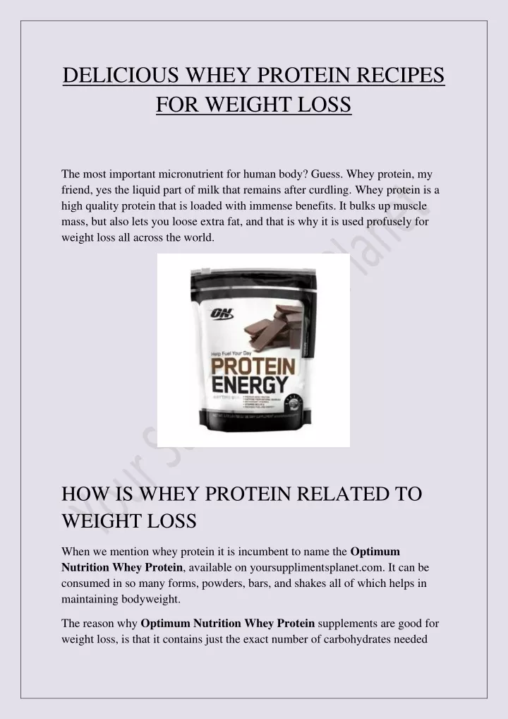 delicious whey protein recipes for weight loss