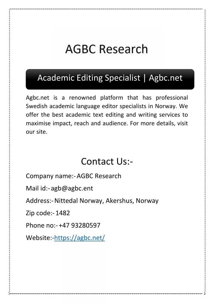 academic editing specialist agbc net