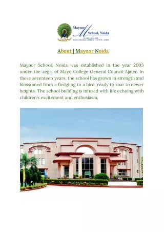About | Mayoor School Noida