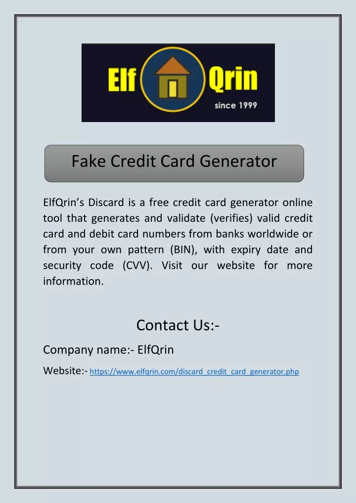 fake credit card generator