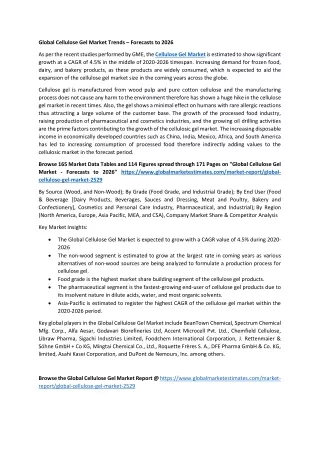 global cellulose gel market trends forecasts