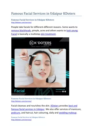 famous facial services in udaipur kdoters