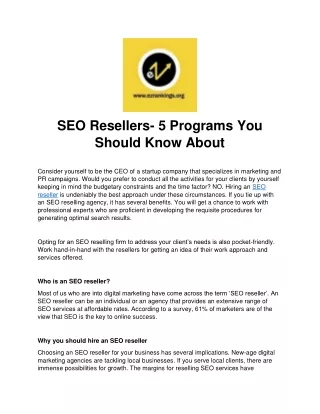 seo resellers 5 programs you should know about