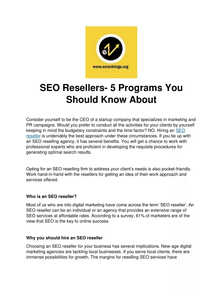 seo resellers 5 programs you should know about