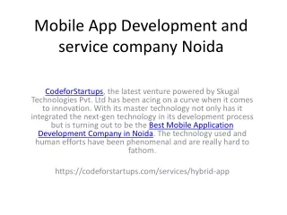 mobile app development and service company noida