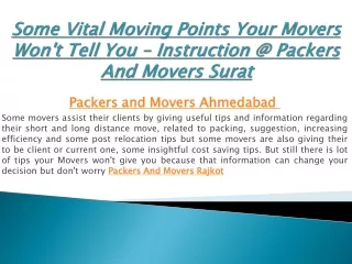 Some Vital Moving Points Your Movers Won't Tell You – Instruction @ Packers And Movers Surat
