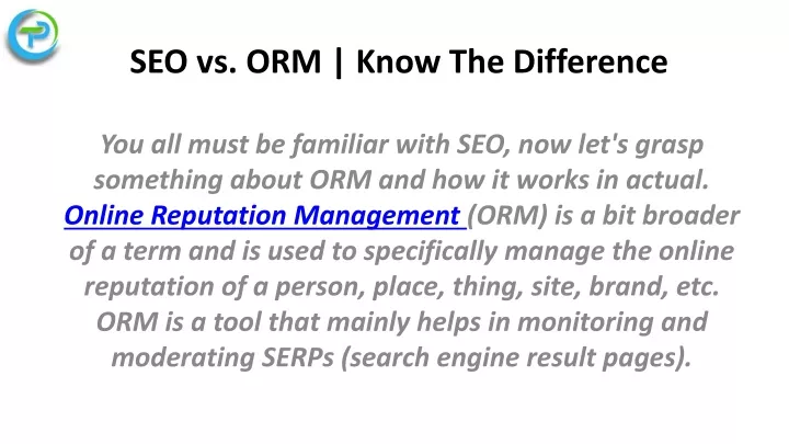 seo vs orm know the difference