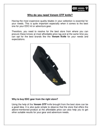 why do you need venom otf knife having the most