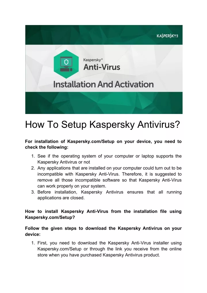 how to setup kaspersky antivirus