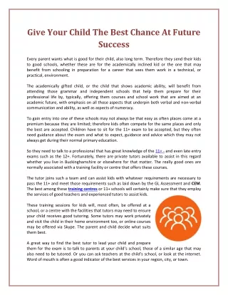 Give Your Child The Best Chance At Future Success