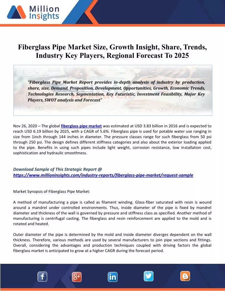 fiberglass pipe market size growth insight share