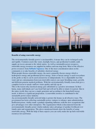 benefits of using renewable energy