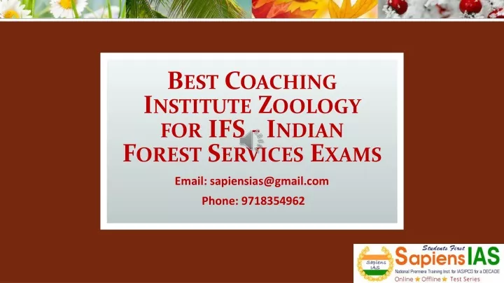 best coaching institute zoology for ifs indian forest services exams