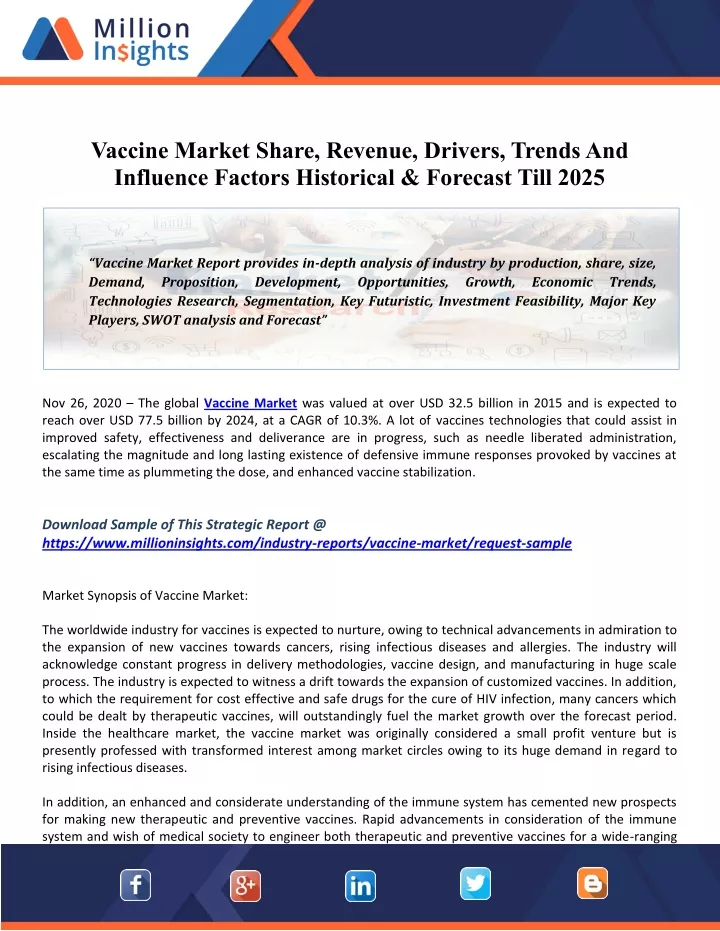 vaccine market share revenue drivers trends