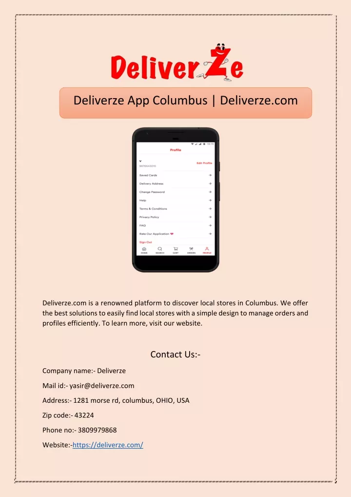 deliverze app columbus deliverze com