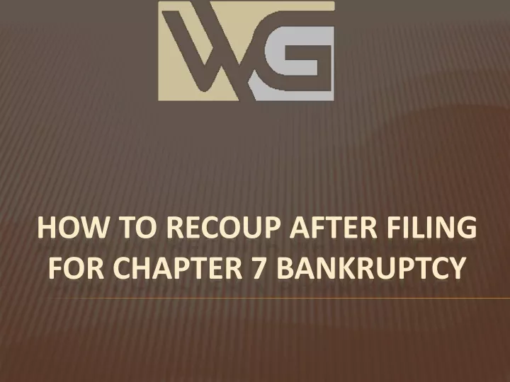 how to recoup after filing for chapter 7 bankruptcy