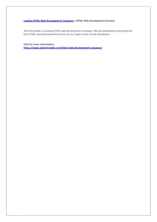 leading html web development company html