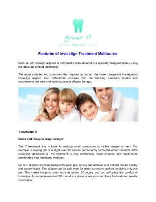 Features of Invisalign Treatment Melbourne