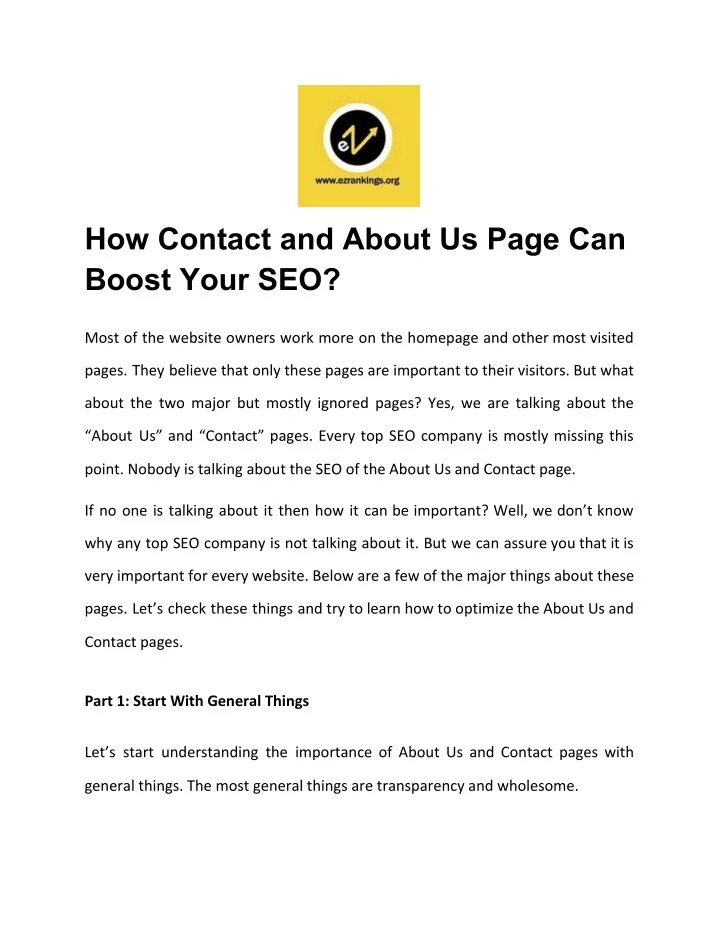how contact and about us page can boost your seo
