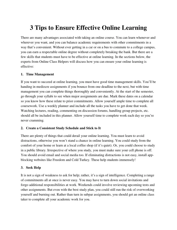 3 tips to ensure effective online learning