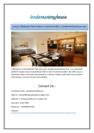 Luxury 2 Bedroom Flat to Rent in Central London | Londonrentmyhouse.com