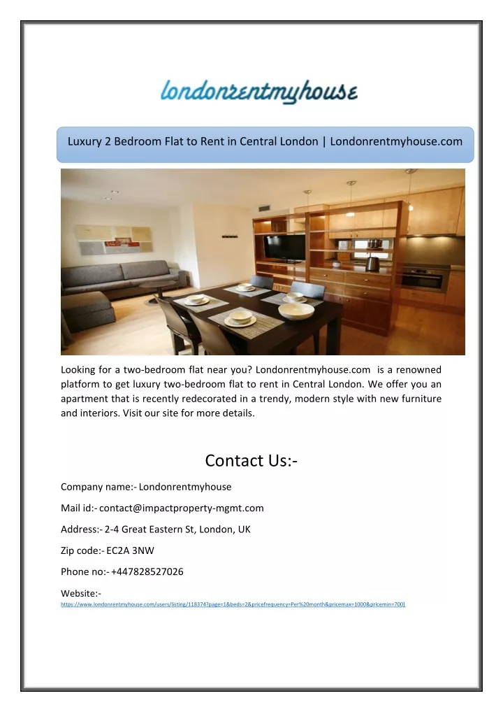 luxury 2 bedroom flat to rent in central london