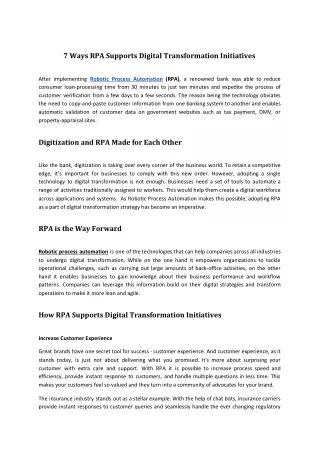 7 ways rpa supports digital transformation