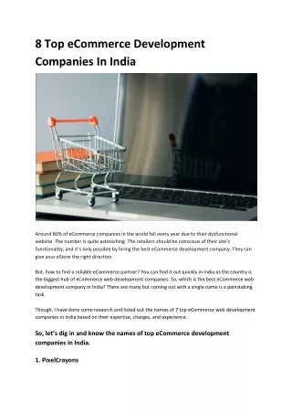 8 top ecommerce development companies in india