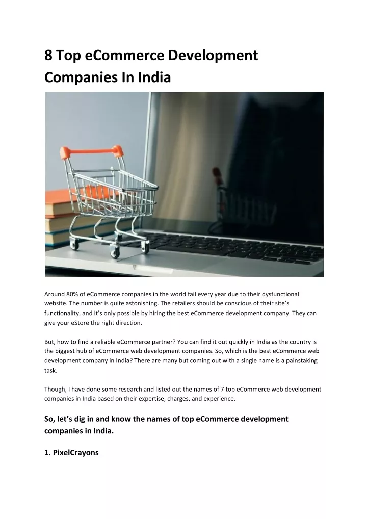 8 top ecommerce development companies in india