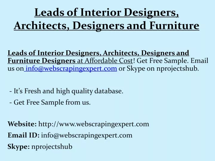 leads of interior designers architects designers and furniture