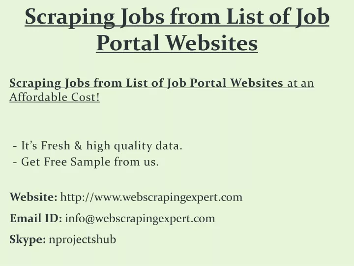 scraping jobs from list of job portal websites