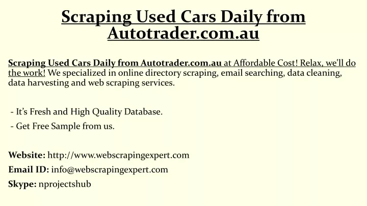 scraping used cars daily from autotrader com au